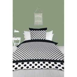 Intemporel - Parure housse de couette en coton 140x200 cm pois noir - Noir