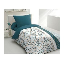ETHNO BLEU CANARD Parure de Couette Microfibre COULEURS - Gris, MATIÈRE - MICROFIBRE, TAILLES - 140