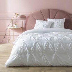 Housse de couette 240 x 220 cm + 2 taies coton capitonné 57 fils Heloise Blanc