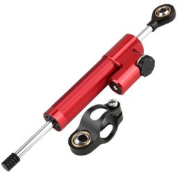 Stabilisateur universel d'amortisseur de direction en alliage d'aluminium pour moto (rouge et noir)