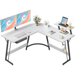 Bureau d'angle Gamer Gaming Informatique - 130*130 cm Table en Forme l avec Support d'écran,