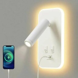 Applique murale led, liseuse de chevet avec interrupteur, port de charge usb, éclairage d'ambiance