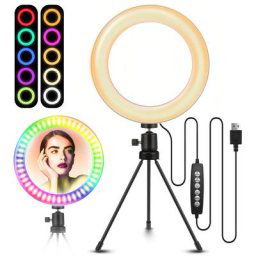 Lumière Anneau avec trépied 3 modes Lampe design Ring Light Lumière selfie 8 trépied led elegiant