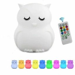 Veilleuse Enfants Doux Silicone Hibou Lampe 9 Couleurs Lampe De Chevet Bébé Rechargeable