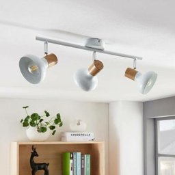 Spot à intensité variable 'Fridolin' en métal pour cuisine - blanc, bois clair