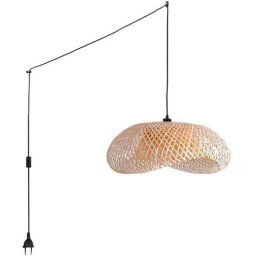 Barcelona Led - Suspension en osier Vimet Lite avec interrupteur et prise murale Noir - Noir
