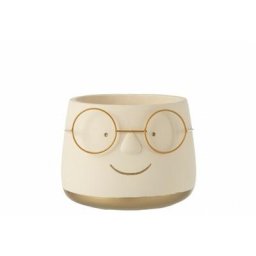 Cache-pot avec lunette en ciment beige 20x20x16 cm - Beige