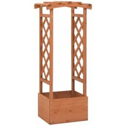 Jardinière Bac a Fleur | à treillis avec arche 49x39x117 cm Bois de sapin 92584 - Brun