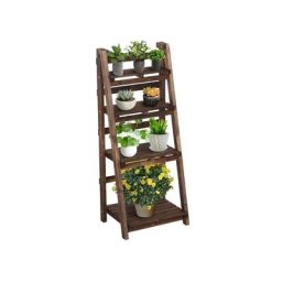 Tagère à Fleurs Pliante en Bois Supports de Pots à 4 Niveaux Porte Plante Escalier pour Salon