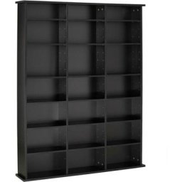 Armoire étagère bibliothèque rangement cd / dvd meuble de rangement 136,5 cm noir - Noir