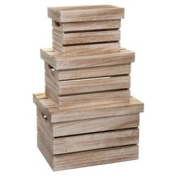 5five - 3 boîtes de rangement cagette en bois - 5 five simply smart - Bois naturel