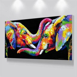 Couple éléphants salon photos mur Art affiches et impressions animaux abstraits coloré éléphant