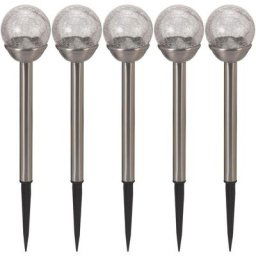 Smart Garden Products - Lot de 5 balises en verre craquelé Globe couleurs changeantes - Argenté