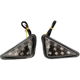 2x Moto 12V Euro Triangle Encastré Clignotant Fumée Ambre led Lumière ap