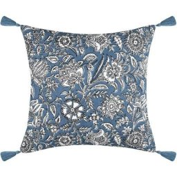 Lovely Casa - Coussin 40x40 cm Julianne bleu coton - Bleu