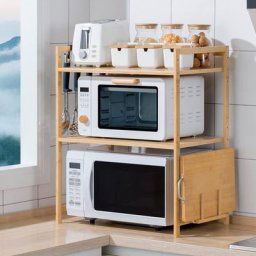 Sifree - Support de Four à Micro-Ondes 3 Couches Meuble Rangement Cuisine Bamboo Étagère
