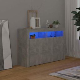 Buffet avec lumières led Bahut | Meuble de rangement Commode Gris béton 115,5x30x75 cm 74301 - Gris