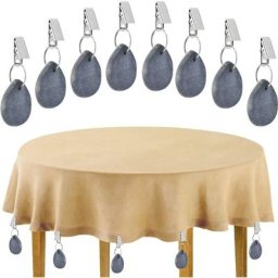8 Poids de Nappe en Pierre avec Pince, Poids de Nappe Marbre Naturel Pince Nappe Exterieur Clips,