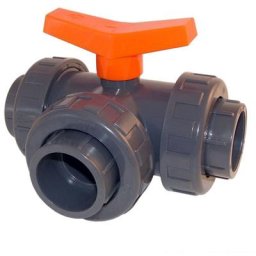Vanne 3 voies pvc en t ø 63 mm Fitt Gris