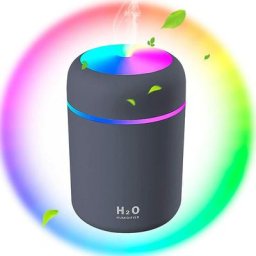 Dark Grey - 1 Piece Mini USB Air Humidifier with Auto Off and Colourful Night Light, Portable Home