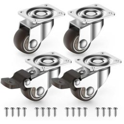 4 Roulettes Pivotantes Pour Meubles 2 avec Frein-25mm Jusqu'à 40KG - Mini Roulette Sans Traces au