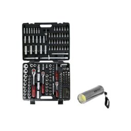 Pack ks tools - Coffret de douilles et accessoires Ultimate - 195 pcs - Lampe Torche à led cob