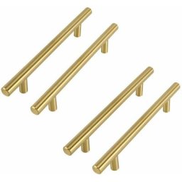 Lot de 4 poignées de meubles en laiton brossé, entraxe 96 mm, lot de 4 poignées d'armoires de