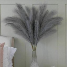 Grande Herbe de Pampa Gris Faux 5 Tiges Extra Moelleux Faux 70cm Bouquet de Fleurs Plume Salon Home