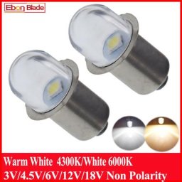 Paire d'ampoules LED P13.5S 2835 1 SMD AC 3V 4.5V 6V 12V 18V chaud 4300K blanc pur 6000K pour