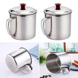 Tasse à café portable en acier inoxydable capacité de 300ml avec couvercle pour camping voyage