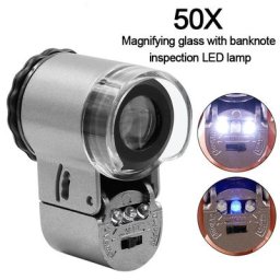 Loupe pliante portable éclairée mini microscope de poche verre bijoux pièces de monnaie