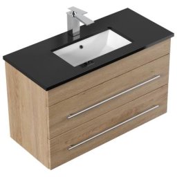 Meuble de salle de bain ETON 800 quartz noir meuble en chêne clair