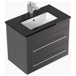 Meuble de salle de bain Eton 600 quartz noir meuble bas anthracite