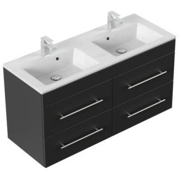Meuble salle de bain Rise noir satiné