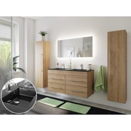 Ensemble meuble de SDB Ovation 4 pièces en décor Chêne avec miroir LED