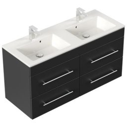 Meuble de salle de bain HELIOS SoftClose noir SoftClose aspect satiné