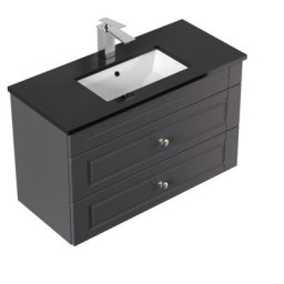 Meuble de salle de bain ETON 800 Cottage quartz noir meuble en anthracite