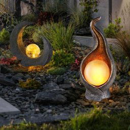 Lampe solaire lune marron/noir lumière extérieure sculpture solaire lampe solaire flamme or argent,