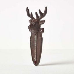 Homescapes - Thermomètre en fonte en forme de cerf - Marron