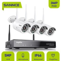 Sannce 5MP hd Système de caméra de sécurité nvr sans fil avec caméras WiFi 3MP Stream Accès à