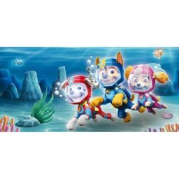 Tableau Pat'Patrouille - Chase Marcus et Skye sous l'eau - 33 cm x 70 cm