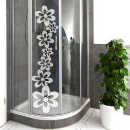 Sticker porte de douche alignement de fleurs 130 x 45 cm