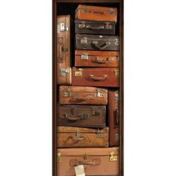 Sticker décoratif pour porte, vielle valises vintage avec effet industriel chic et rétro, 83 cm x