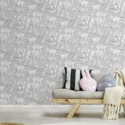 Superfresco Easy - Papier peint intissé Animaux Jungle 1000 x 53cm Gris - Gris