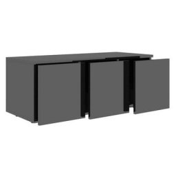 Meuble tv 3 tiroirs bois noir brillant Onic 80 cm