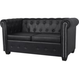 Vidaxl - Canapé Chesterfield à 2 places cuir synthétique noir Noir