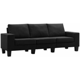 Vidaxl - Canapé à 3 places Noir Tissu Black