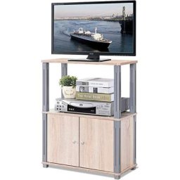 Meuble tv Style Moderne avec 2 Étagères et 1 Armoire de Rangement,Meuble Télé Robust en mdf