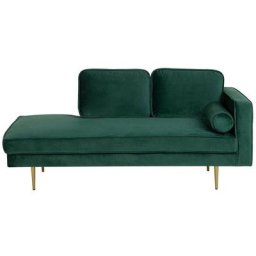 Chaise Longue Méridienne Côté Droit en Velours Vert pour Salon Glamour Beliani Vert