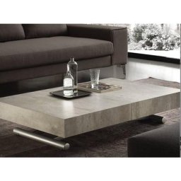 Table basse relevable et extensible ciment aspect vieilli Alexandra 120/153/186 et 220 cm